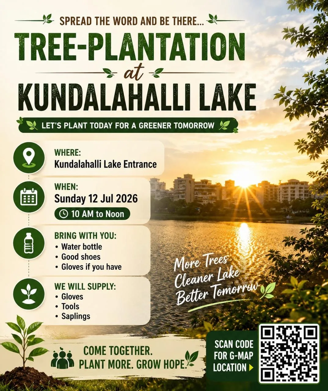 Tree Plantation at Kundanahalli Lake photo 1