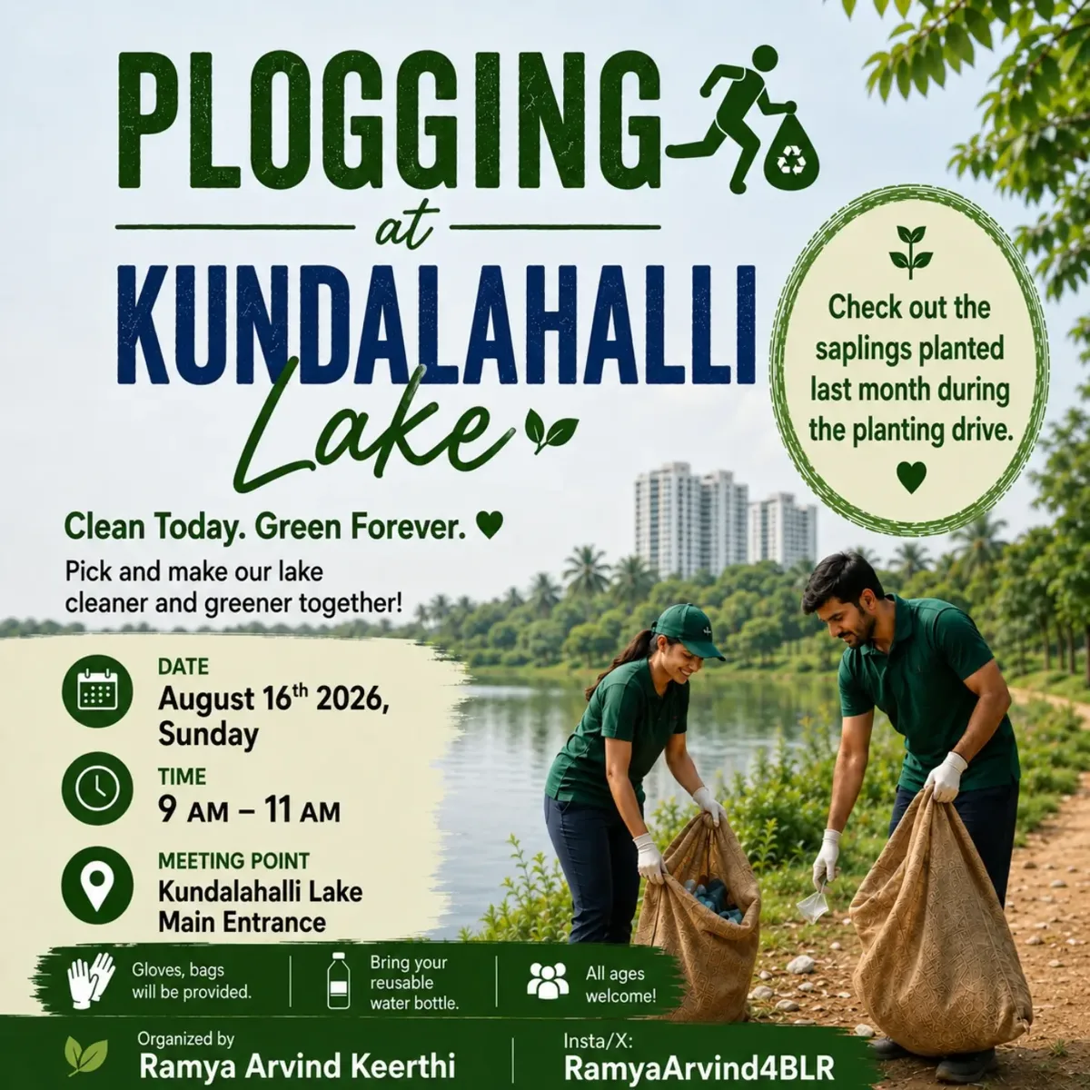 Plogging at Kundanahalli Lake