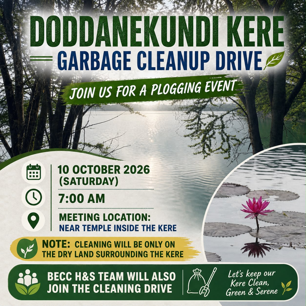Doddanekundi Kere Garbage Cleanup Drive photo 1